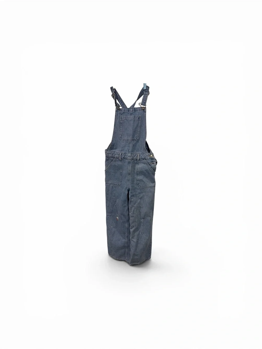 Mango Light Blue Denim Overalls with paint details